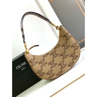 CELINE  Medium Ava Strap Bag in textile with triomphe Camel 2023