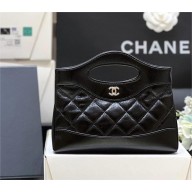 Chanel 31 NANO Shopping Bag in WAX LAMBSKIN AP3656 BLACK 2024(ORIGINAL QUALITY)