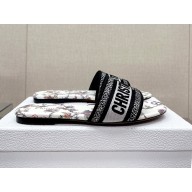 dior White Multicolor Embroidered Cotton with Dior Jardin Botanique Motif dway Slide 2023
