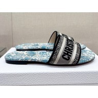 dior Gold-Tone Embroidered Cotton with Metallic Thread and Duck Blue Dior Brocart Motif dway Slide 2023