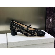 Dior Black Transparent Mesh and Lambskin with Dior Roses Embroidery D-Grace Ballet Pump 2023