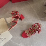 Valentino cage Rockstud calfskin Sandals RED 6.5cm 2023