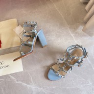 Valentino cage Rockstud calfskin Sandals BLUE 9cm 2023
