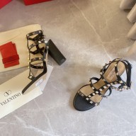 Valentino cage Rockstud calfskin Sandals BLACK 9cm 2023