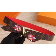 Louis Vuitton Monogram Belt with Patch 40mm Width Dark Brown/Red 2018