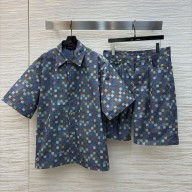 LOUIS VUITTON Damier Chambray Short-Sleeved Shirt AND SHORTS 2025