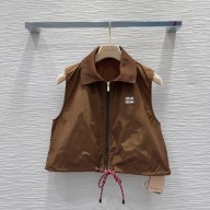 MIU MIU BROWN Technical fabric VEST 2025