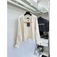 LOUIS VUITTON WHITE Cable Knit Strap Cardigan 2025