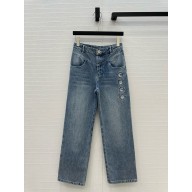 CHANEL BLUE Embroidered Denim jeans P78552 2025
