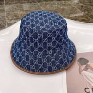 GUCCI GG CANVAS BUCKET HAT DENIM BLUE