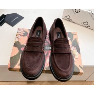 Dolce & Gabbana Calf suede leather loafers coffee1105-2024