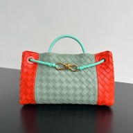 Bottega Veneta Intrecciato leather Small East/West Andiamo top handle Bag RED/GREEN2024