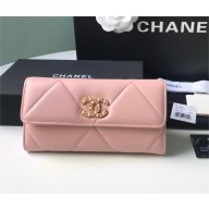 CHANEL 19 Flap SHEEPSKIN Wallet AP0955B PINK