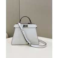 Fendi Peekaboo Iseeu Medium Bag in Grainy Calfskin Leather 80013L white 2022 