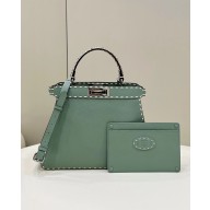 Fendi Peekaboo Iseeu Medium Bag in Grainy Calfskin Leather 80013L mint green 2022 