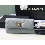 CHANEL 19 Flap SHEEPSKIN Wallet AP0955B GRAY