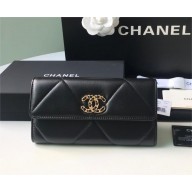 CHANEL 19 Flap SHEEPSKIN Wallet AP0955B BLACK