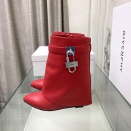 Givenchy Heel 9.5cm Shark Lock Ankle Boots in Leather red 2023