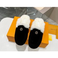 Louis Vuitton Soho Open Back mules suede leather Noir 2024