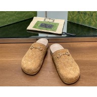 Gucci Women's/men's  Natural GG Horsebit Suede Mules beige 2024