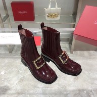 ROGER VIVIER Preppy Viv' patent leather Chelsea boots burgundy