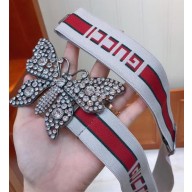 Gucci Stripe Belt with Butterfly 38MM 499633 Red 