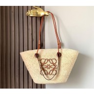 LOEWE  Medium Anagram Basket bag in iraca palm and calfskin Natural/TAN 2024