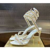 RENÉ CAOVILLA  CHANDELIER white SANDAL WITH PEARLS 95  2024