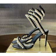 RENÉ CAOVILLA  CHANDELIER BLACK SANDAL WITH PEARLS 95  2024