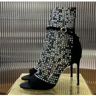 RENÉ CAOVILLA  Galaxia crystal-embellished satin and mesh pumps black heel 9.5cm 2025 