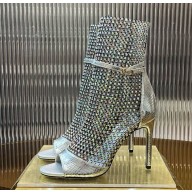 RENÉ CAOVILLA  Galaxia crystal-embellished satin and mesh pumps silver heel 9.5cm 2025 