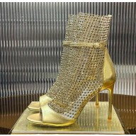 RENÉ CAOVILLA  Galaxia crystal-embellished satin and mesh pumps gold heel 9.5cm 2025 