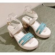 Dior Natural Raffia with white Calfskin Dway Heeled Sandal green 2024