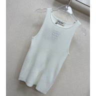 MIU MIU jersey top with embroidered logo WHITE 2025