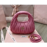 Miu Miu Wander matelassé nappa leather hobo mini-bag 5BP078 PINK 2024