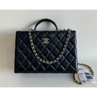 CHANEL Lambskin & Gold-Tone Metal black Box bag AS5168 2024