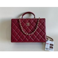 CHANEL Lambskin & Gold-Tone Metal Burgundy Box bag AS5168 2024