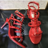 Valentino Heel 6.5cm Cage Rockstud Sandals All Over Red 2019
