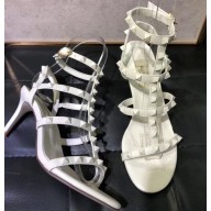 Valentino Heel 6.5cm Cage Rockstud Sandals All Over White 2019