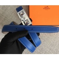 Hermes Width 2.5cm Collier De Chien Buckle Belt Blue/Silver