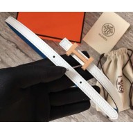 Hermes Width 1.3cm Reversible Leather Constance H Buckle Belt White/Pink Gold