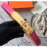 Hermes Square Buckle Leather Belt Fuchsia/Gold