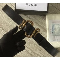 Gucci Leather Belt Black With Snake Buckle 458935