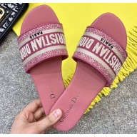 Dior Woven Logo Mules Slipper Sandals Pink Runway 2019