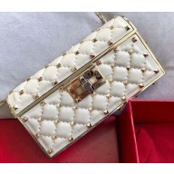 Valentino Rockstud Spike Chain Clutch Bag 0702 Creamy 2019
