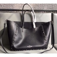 Valentino Rockstud Double Reversible Tote Bag 0501 Guitar Rolling Black