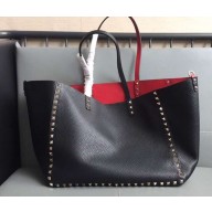 Valentino Rockstud Double Reversible Tote Bag 0501 Black/Red