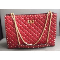 Valentino Rockstud Spike Tote Bag 0346 Red