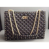 Valentino Rockstud Spike Tote Bag 0346 Black
