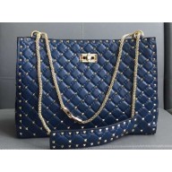 Valentino Rockstud Spike Tote Bag 0346 Blue